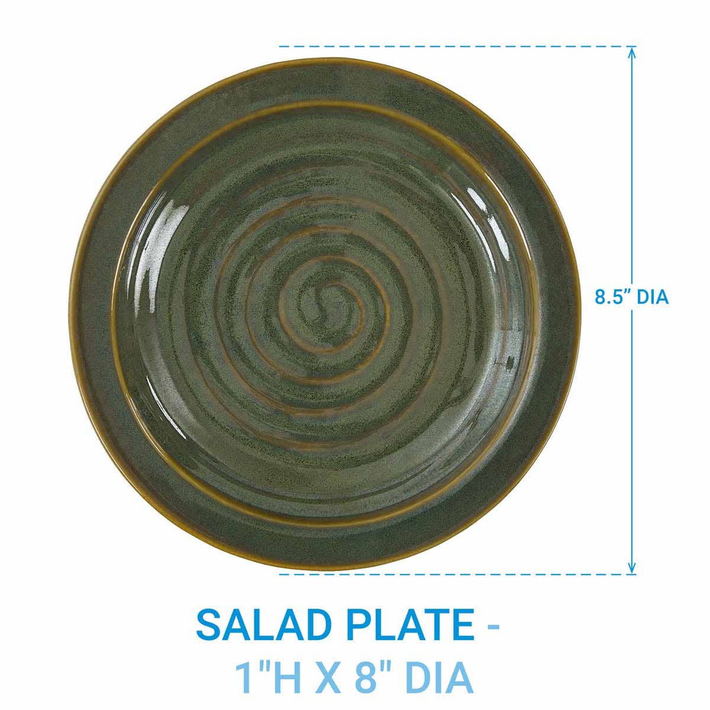 Park Designs Sinclair Caprese salad plate dimensions — 8.5 inch diameter, 1 inch height, reactive glaze stoneware"