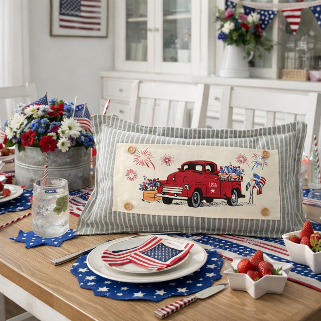 PANEL ONLY: Summer, patriotic, July 4th FIREWORK TRUCK