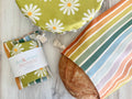 Daisy & Stripe Bread Maker's Set — Linen Bowl Cover & Bread Bag, Made in USA