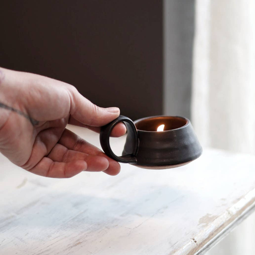 Handmade Stoneware Candle Lantern with Loop Handle "Arriving Mid-June - MADE IN USA!"