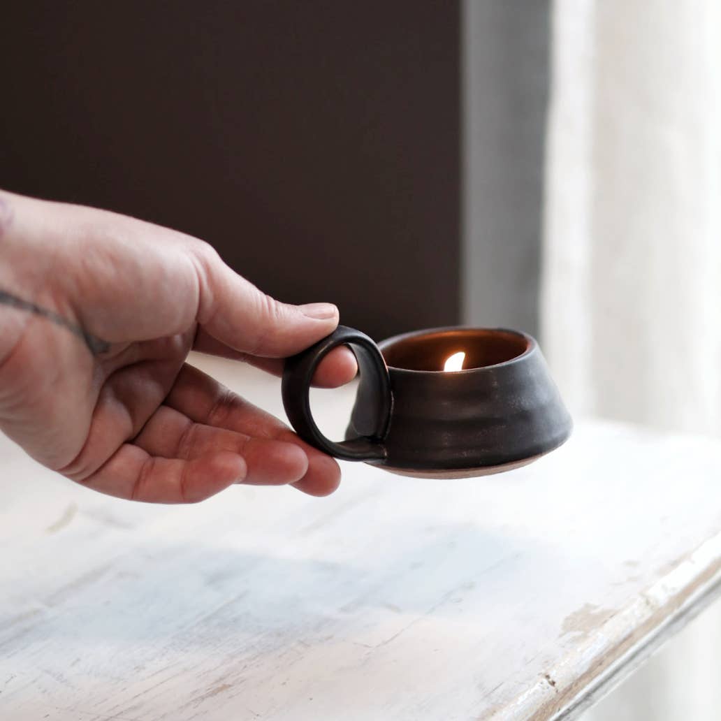 Handmade Stoneware Candle Lantern with Loop Handle "Arriving Mid-June - MADE IN USA!"