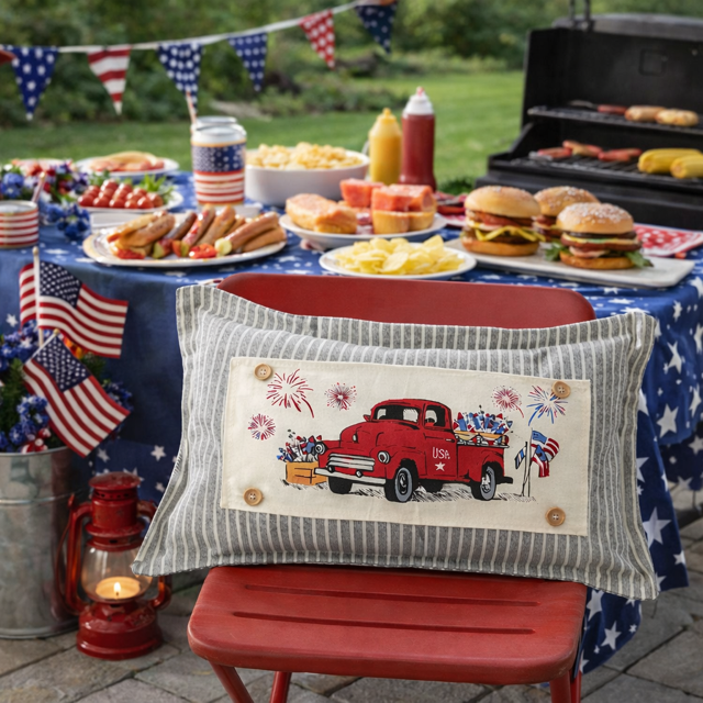 PANEL ONLY: Summer, patriotic, July 4th FIREWORK TRUCK