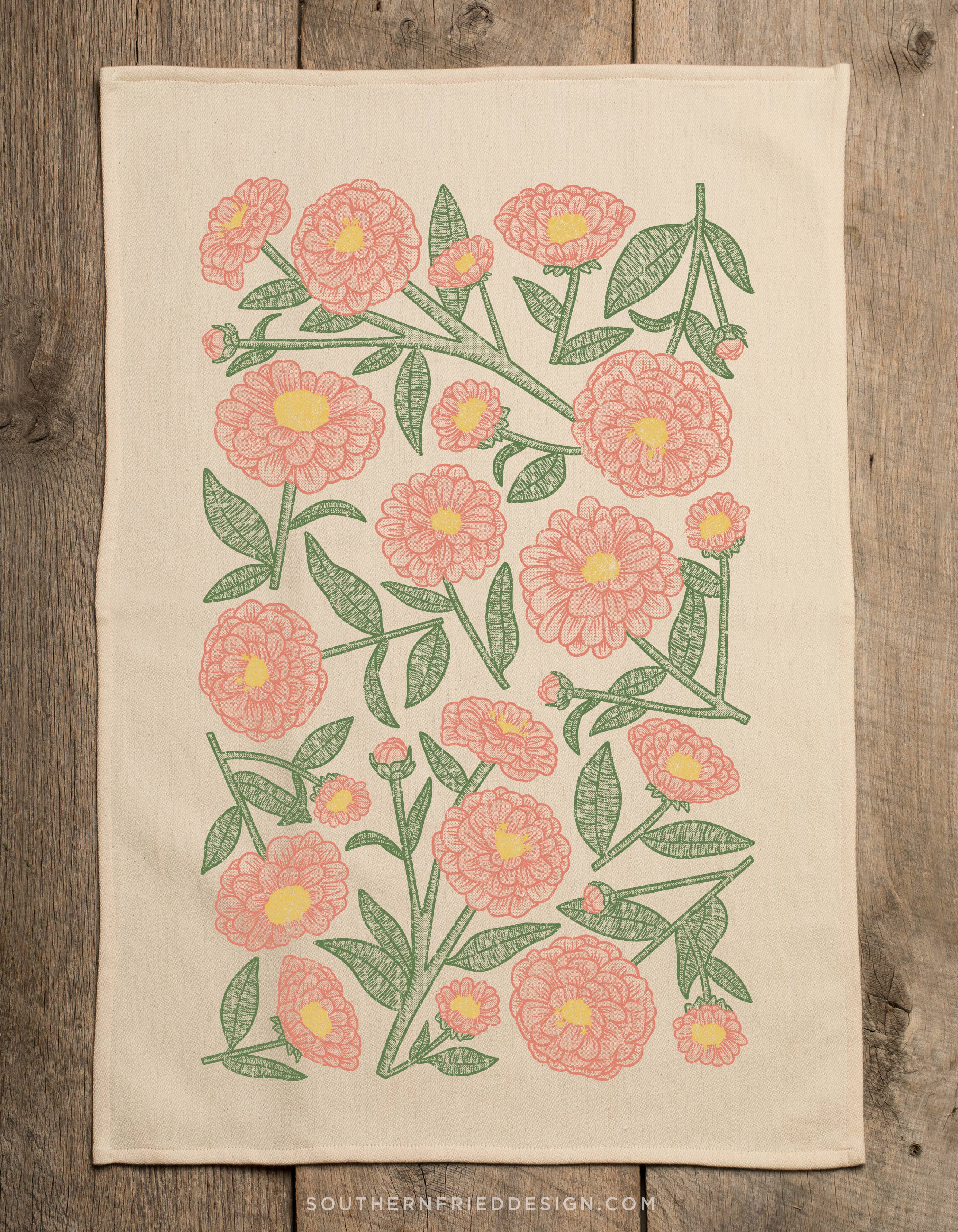 NEW Zinnia Pattern Kitchen Towel