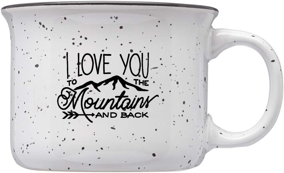 Stoneware Adventure 8Oz Mini Mug (I Love You to the Mountains and Back, White Speckle)