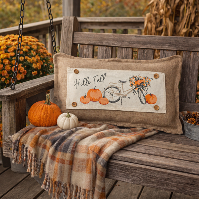 PANEL ONLY: Hello Floral Boho; Autumn VINTAGE FALL BIKE