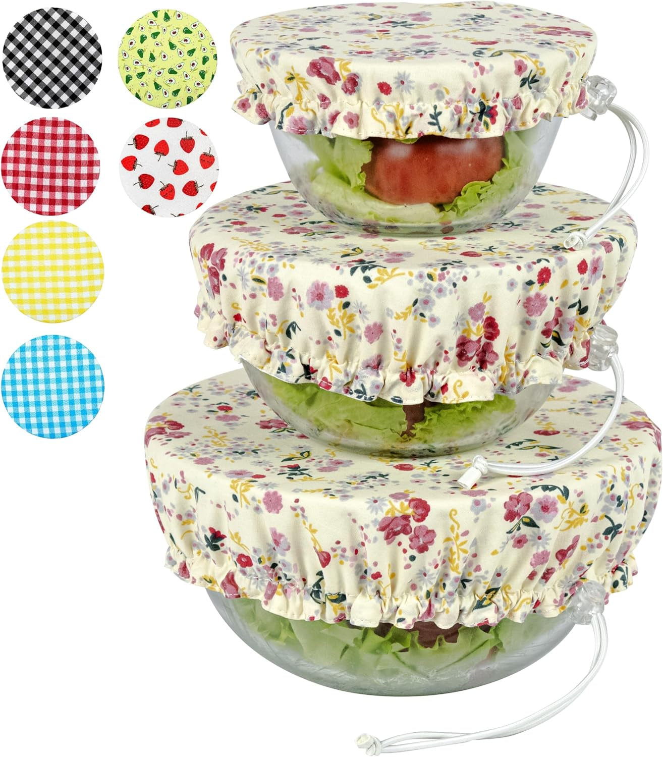 Handmade Reusable Cotton Fabric Bowl Covers - Two Layers of Fabric (Set of 3, Red Plaid-2)