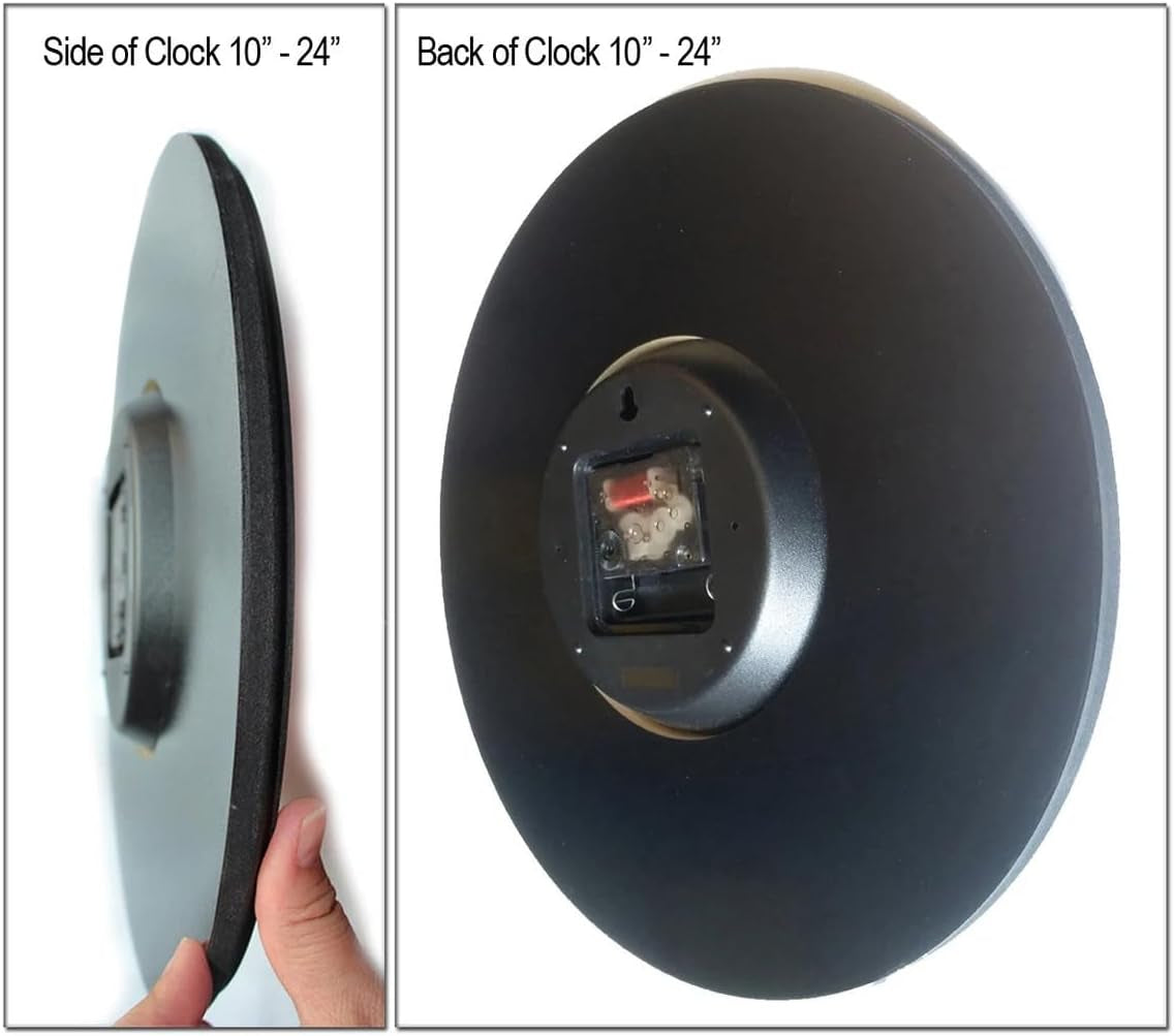 Black & White Large Wall Clock | Ultra Quiet Quartz Mechanism | Hand Made in USA Beautiful Crisp Lasting Color | Comes in 8 Sizes | 10-Inch