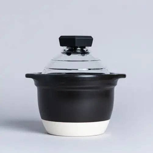 Gohan Gama Ceramic Rice Cooker with Glass Lid & Whistle, Made in Japan — Hario