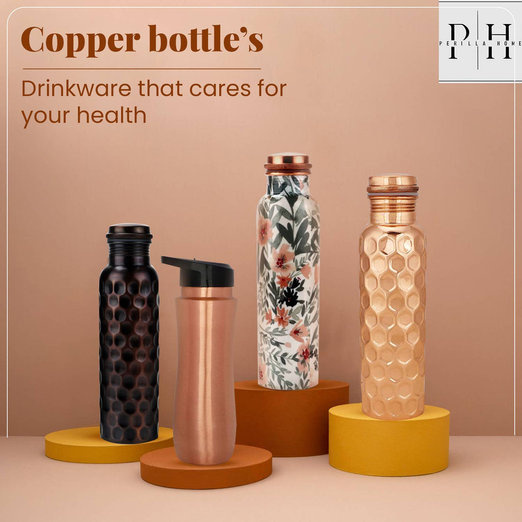 Pure Copper Water Bottle 34 oz - Leaf / Perilla