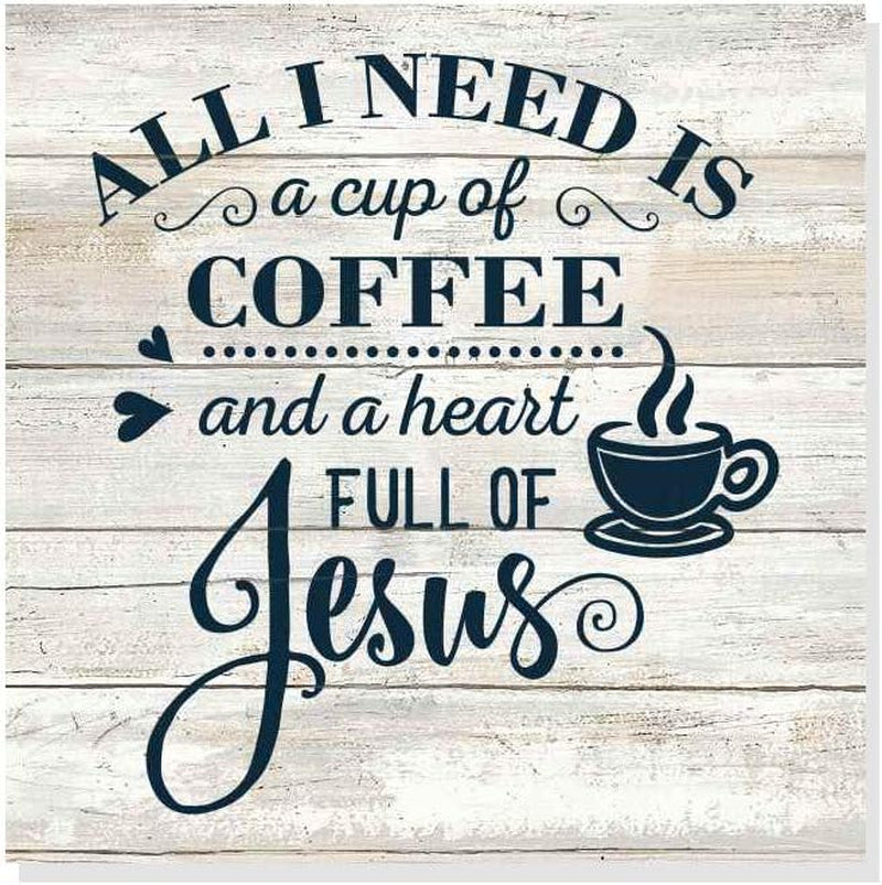 Need a Cup of Coffee and Jesus Sign Rustic Wood Decor Christian Wooden Decorations Quotes Kitchen Nook Station Religious Wall Plaque Home Faith Family Farmhouse Gift 8 X 8 Art B3-08080062025