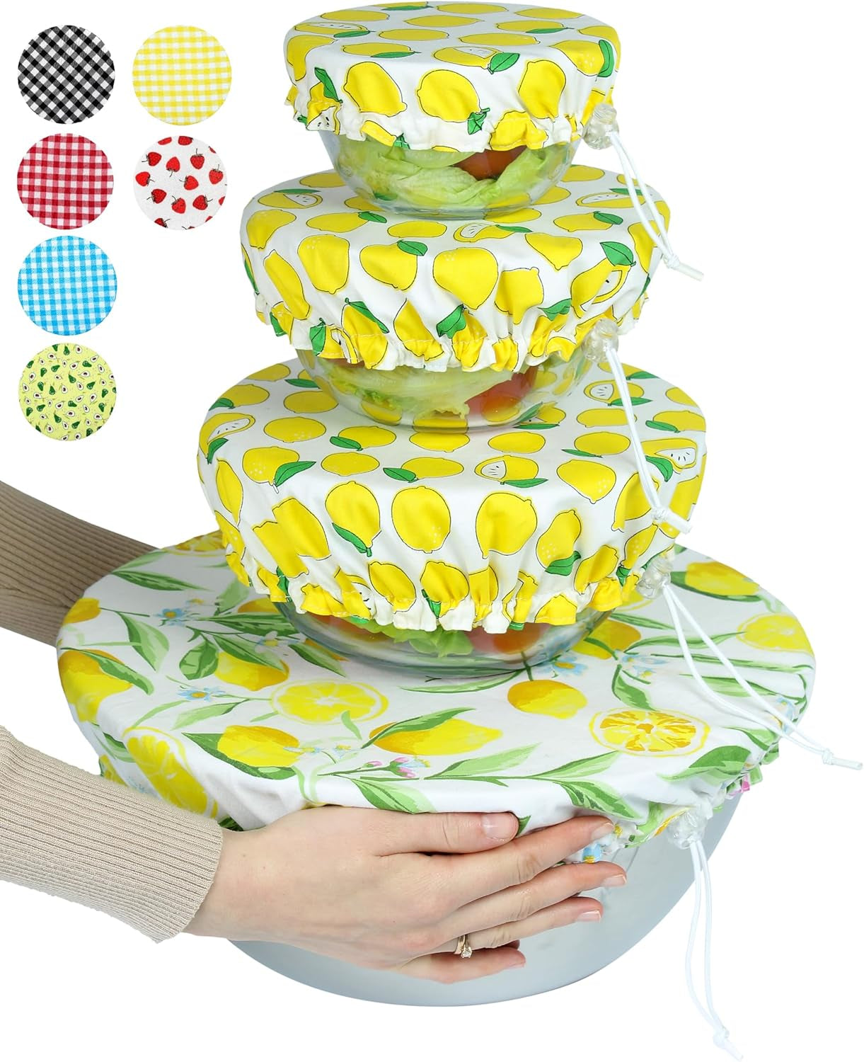 Handmade Reusable Cotton Fabric Bowl Covers - Two Layers of Fabric (Set of 3, Red Plaid-2)