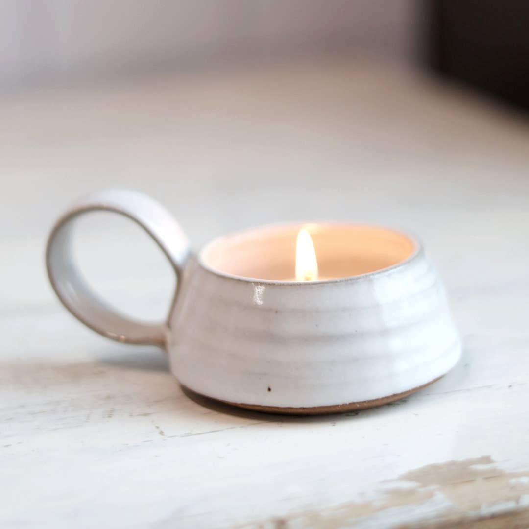Handmade Stoneware Candle Lantern with Loop Handle "Arriving Mid-June - MADE IN USA!"