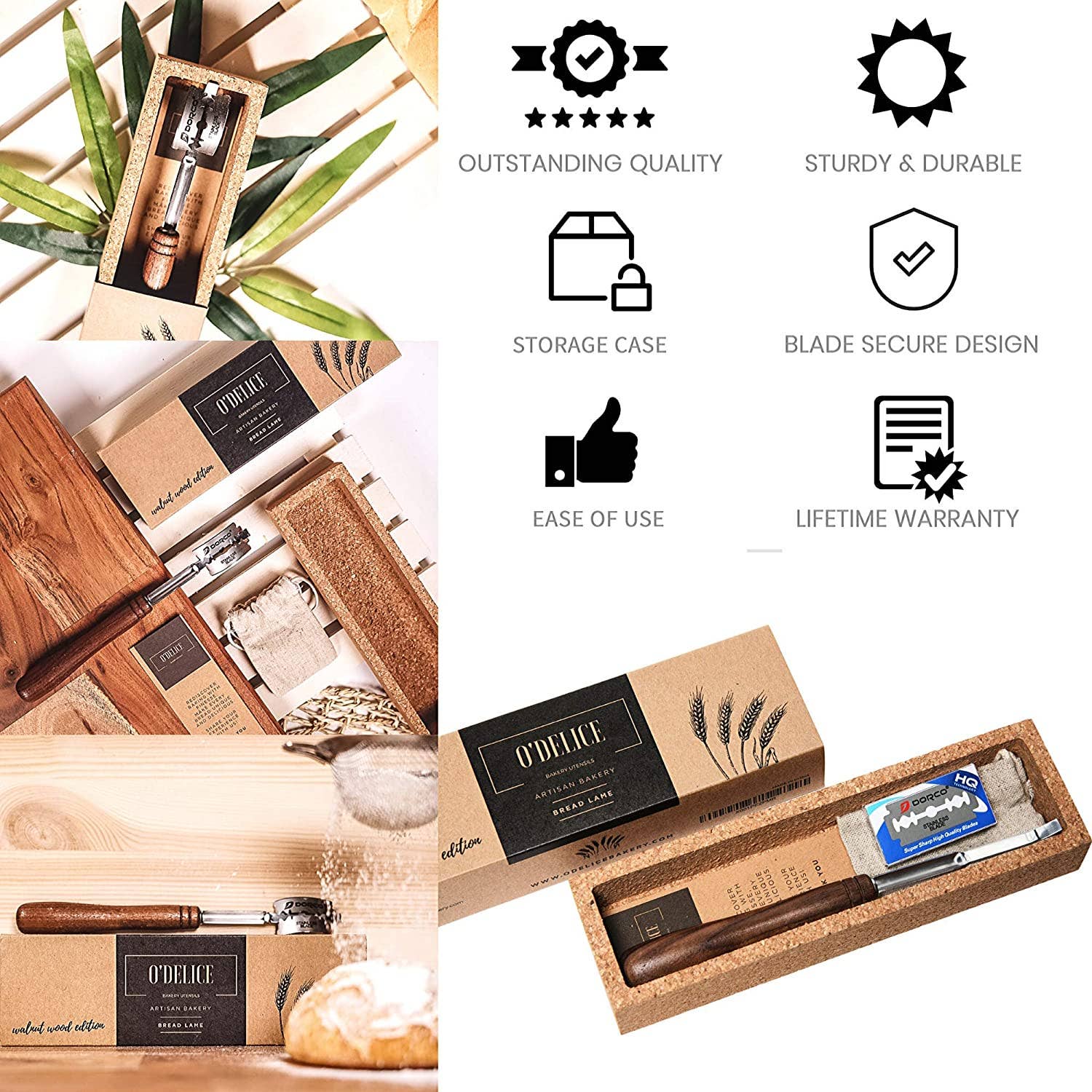 Walnut Wood Bread Lame with Blades & Storage – Artisan Scoring Tool