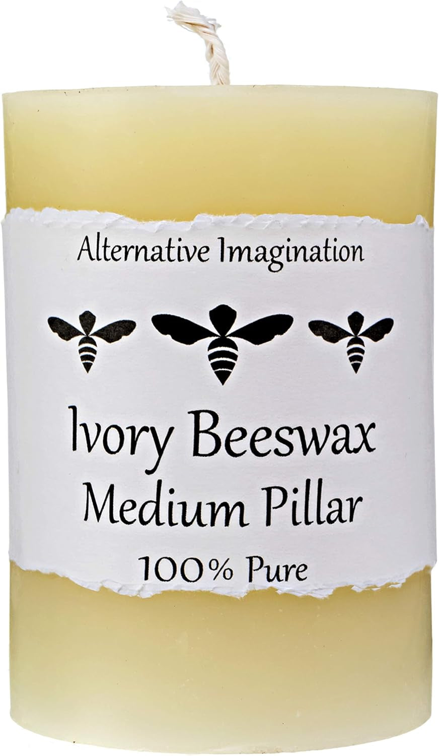 Beeswax White Pillar Candles - 3X4-100% Pure Beeswax Candles - 60 Hour - Unscented, Smokeless, Dripless for Home Decor, Wedding Decor, Spiritual Gifts, Spa Gifts - 1 Pack -