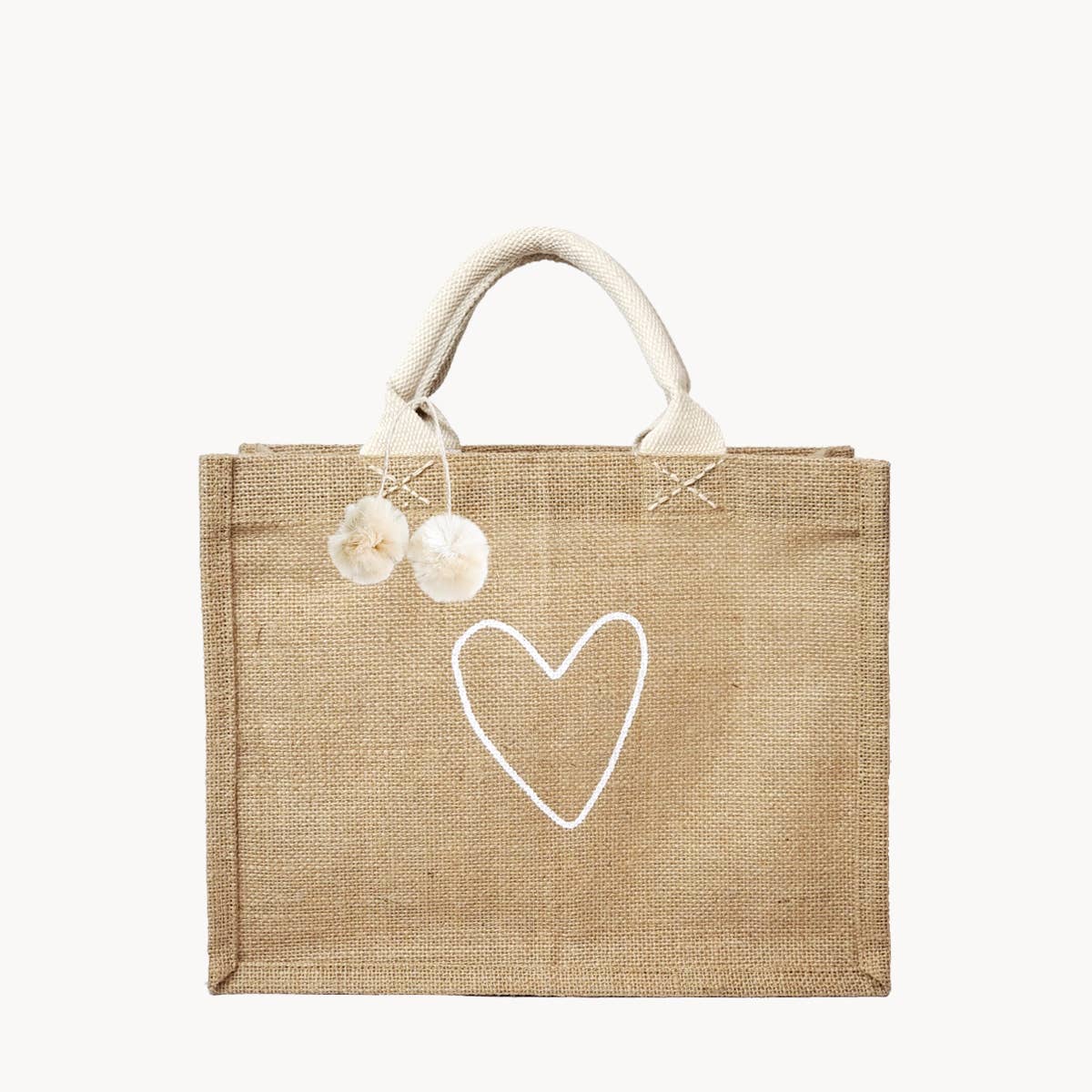 Heart Lined Jute Garden Tote, Handmade Market & Flower Bag