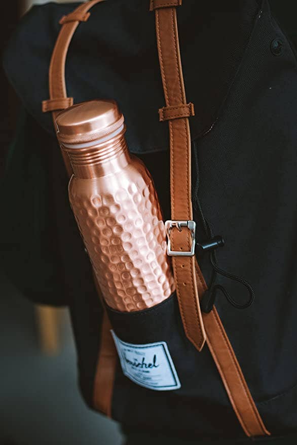 Pure Copper Water Bottle 34 oz - Hammered / Perilla