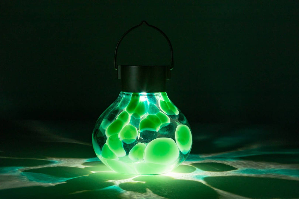 *New* Tea Lantern - 5" Hand-Blown Glass Solar Lantern - Teal