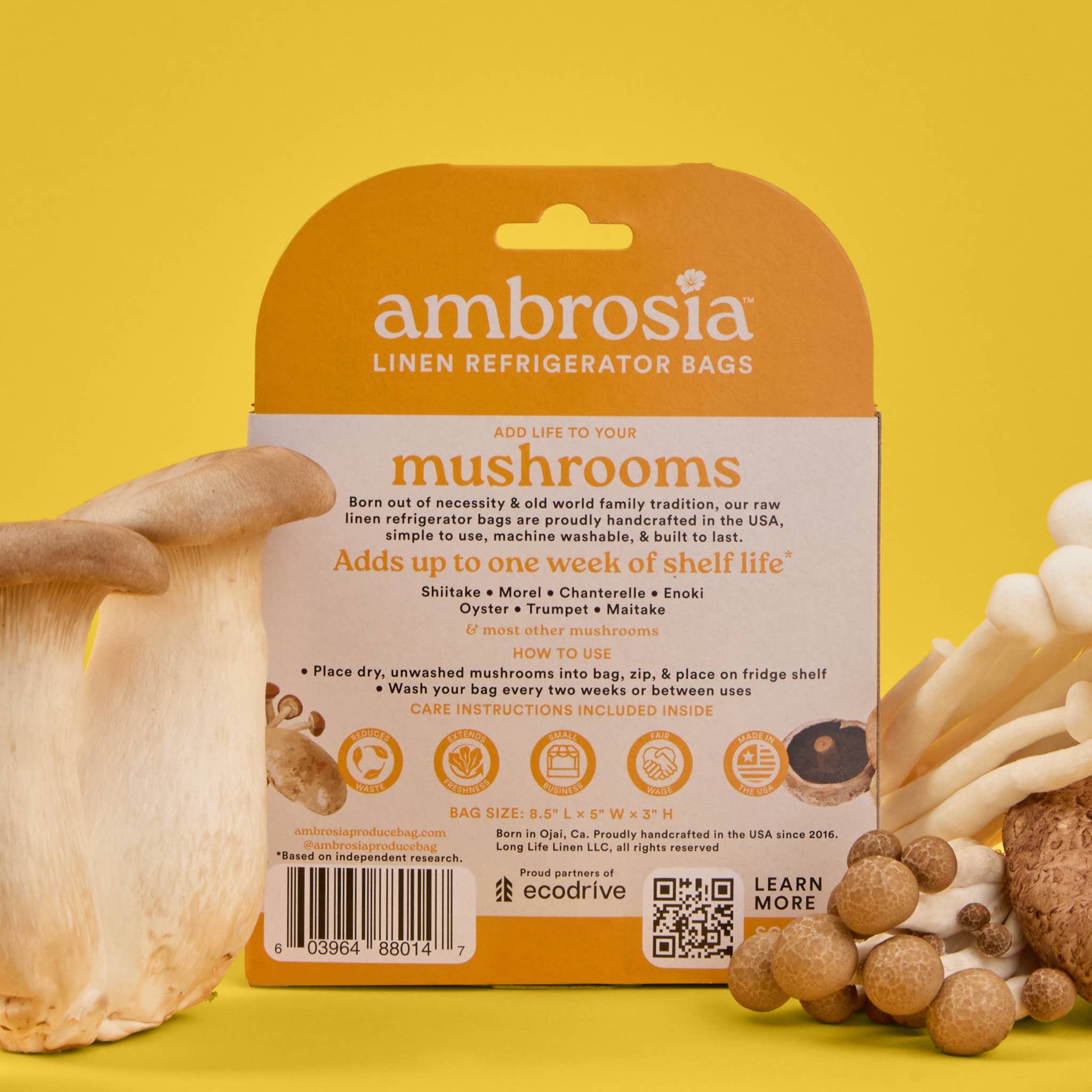 Ambrosia Bag Reusable Flax Linen Mushroom Storage Bag – Fresh Fridge Storage