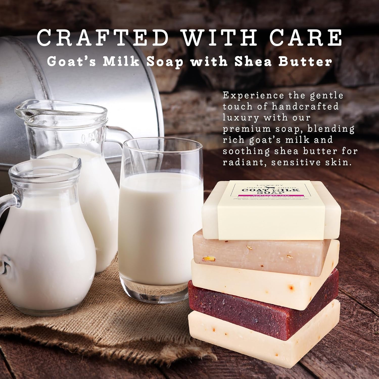 Christmas Gifts for Mom, Goat Milk Soap with Organic Shea Butter - Goats Milk Soap Bars - Oatmeal, Eucalyptus Lavender, Moroccan Vanilla, Hydrangea Rose, Patchouli Sandalwood, Natural Soap Bar, 5 Pack