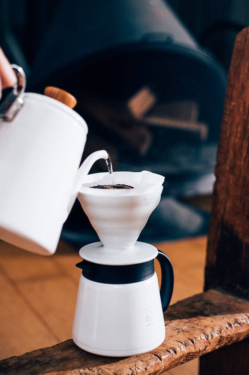 Bona Enamel Pour Over Coffee Kettle with Wood Handle, 800mL — Hario