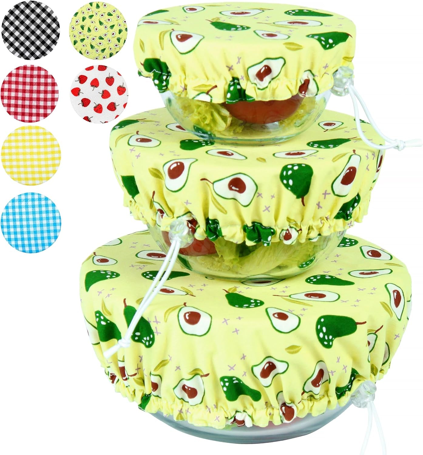 Handmade Reusable Cotton Fabric Bowl Covers - Two Layers of Fabric (Set of 3, Red Plaid-2)