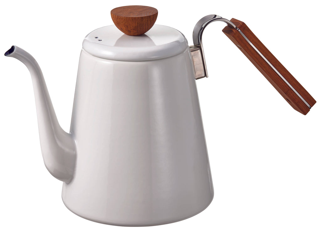Bona Enamel Pour Over Coffee Kettle with Wood Handle, 800mL — Hario