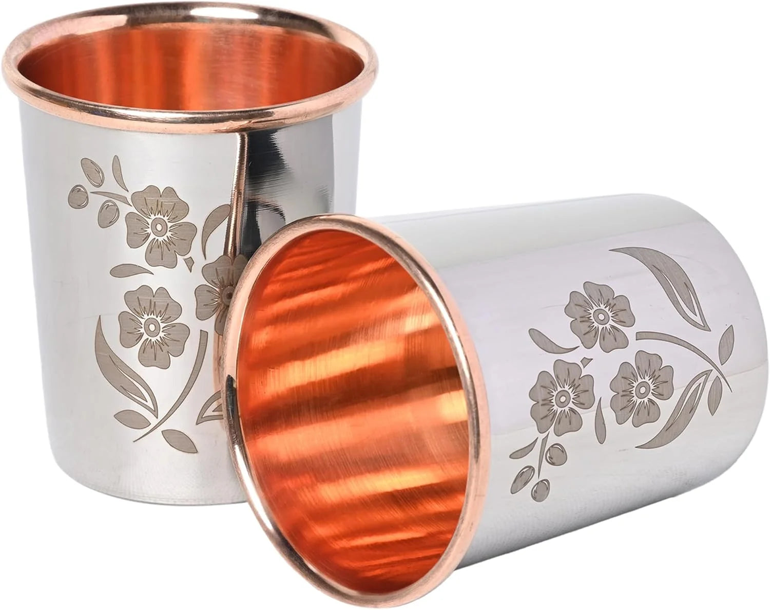 - Dual-Layer Copper & Stainless Steel Tumbler Set 2 Pack - 250Ml for Ayurveda