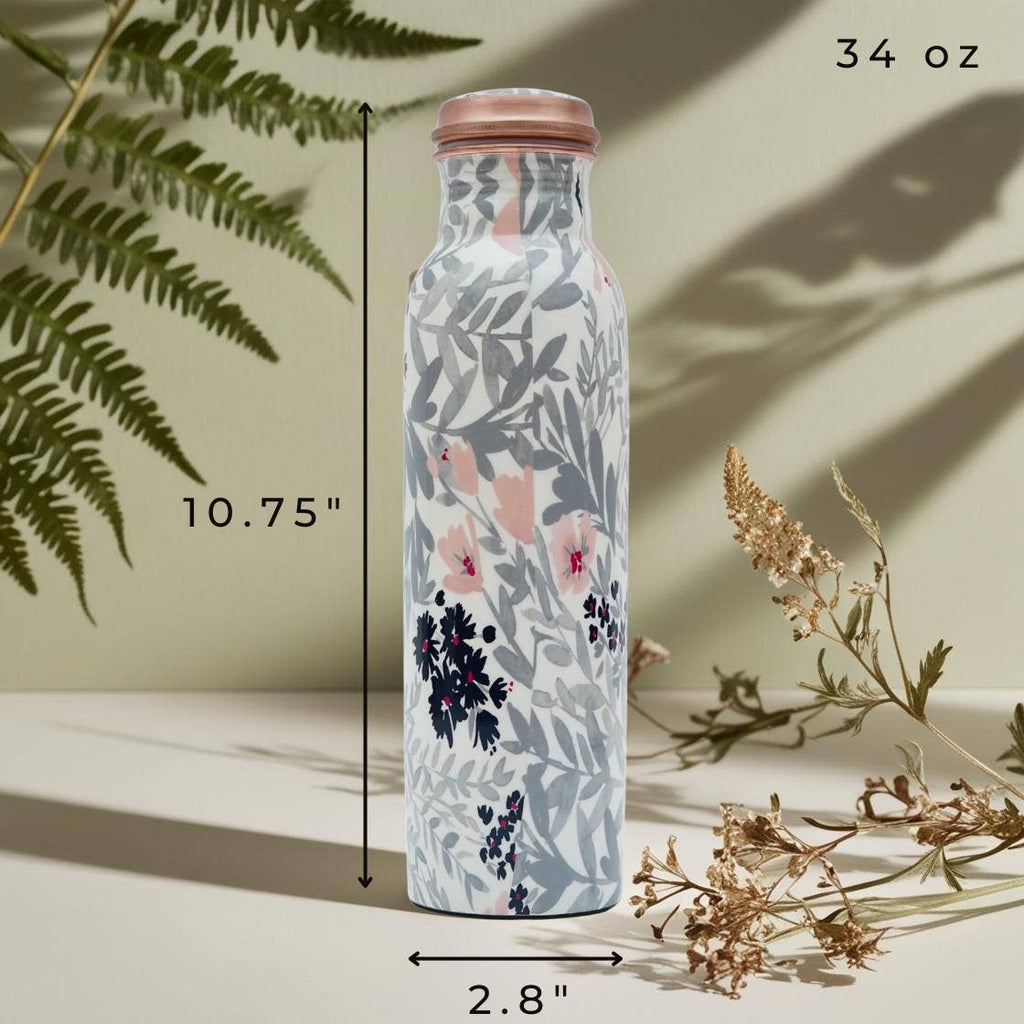 Pure Copper Water Bottle 34 oz - Leaf / Perilla