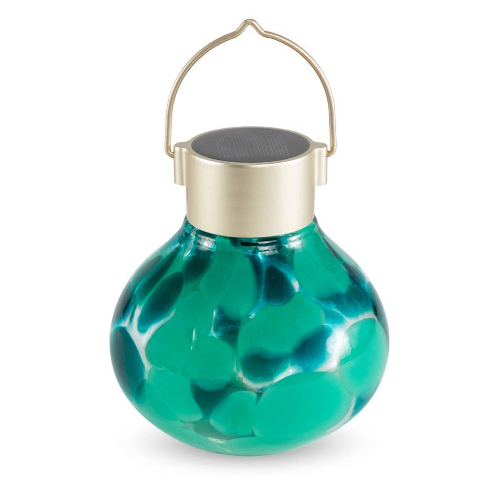 *New* Tea Lantern - 5" Hand-Blown Glass Solar Lantern - Teal