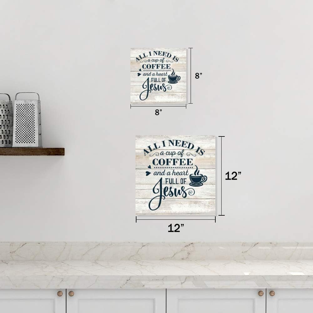 Need a Cup of Coffee and Jesus Sign Rustic Wood Decor Christian Wooden Decorations Quotes Kitchen Nook Station Religious Wall Plaque Home Faith Family Farmhouse Gift 8 X 8 Art B3-08080062025