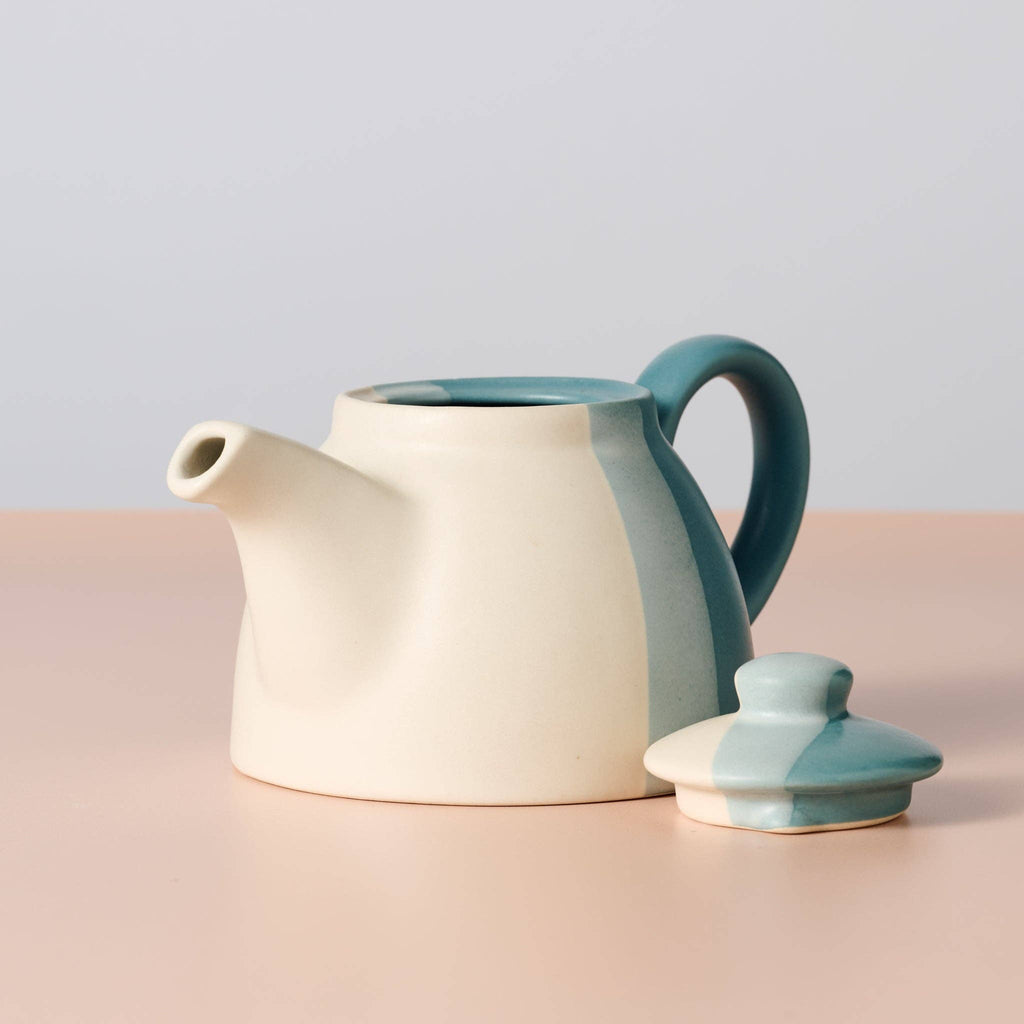 Pheeka Striped Teapot – Blue | Handcrafted Clay Teapot