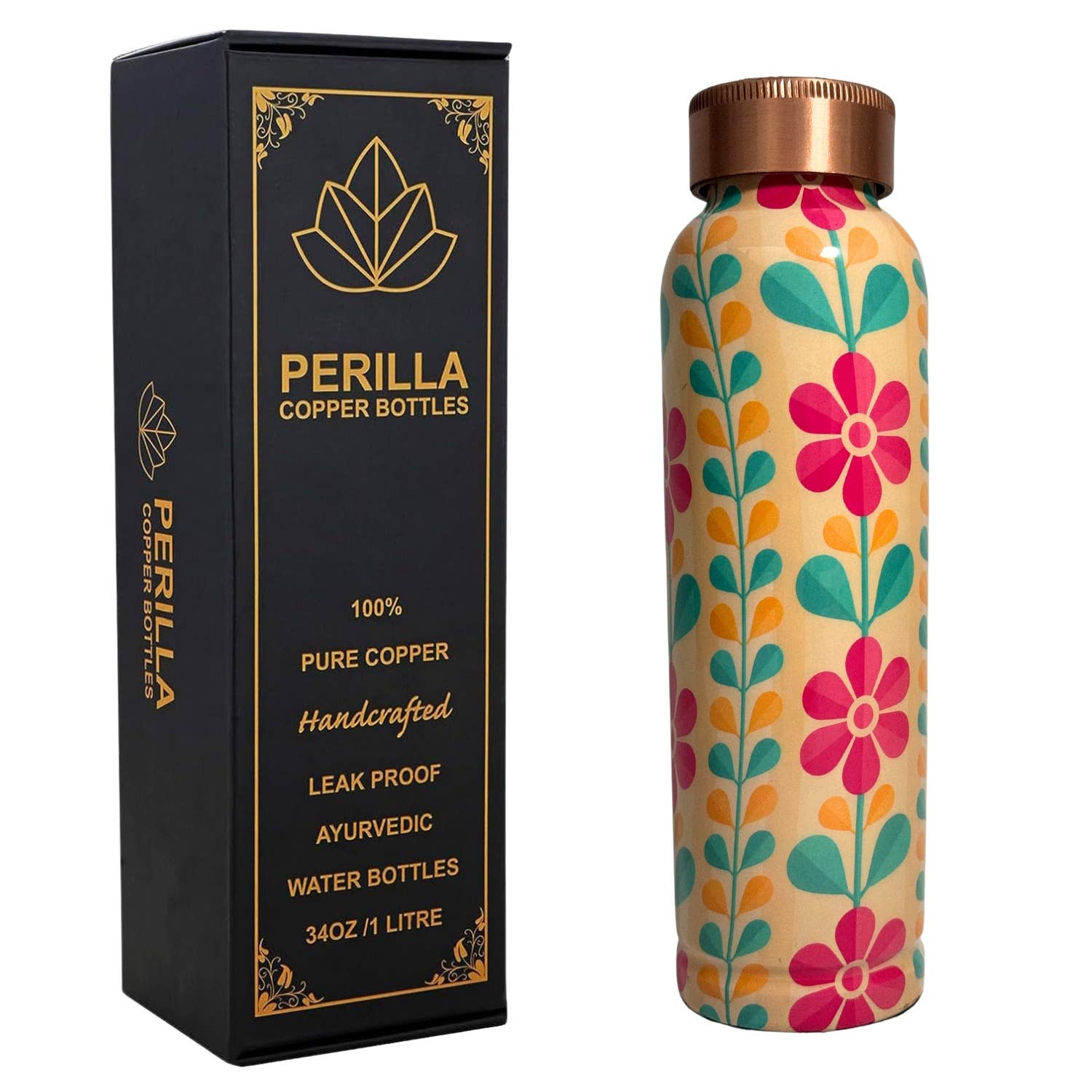 Pure Copper Water Bottle 34 oz - Wildflower | Perilla