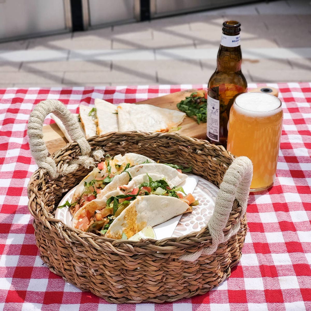 Dove Bread Warmer & Handwoven Seagrass Basket Set