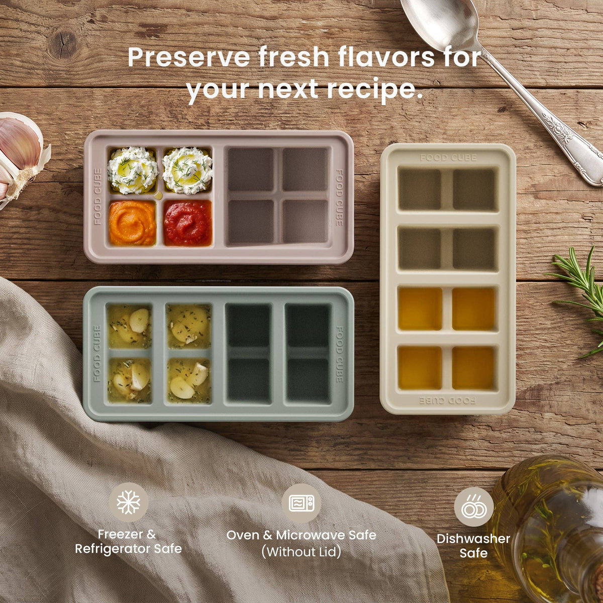 Silicone Food Cube Tray Set, 3-Piece Mixed Portion Set — Genicook