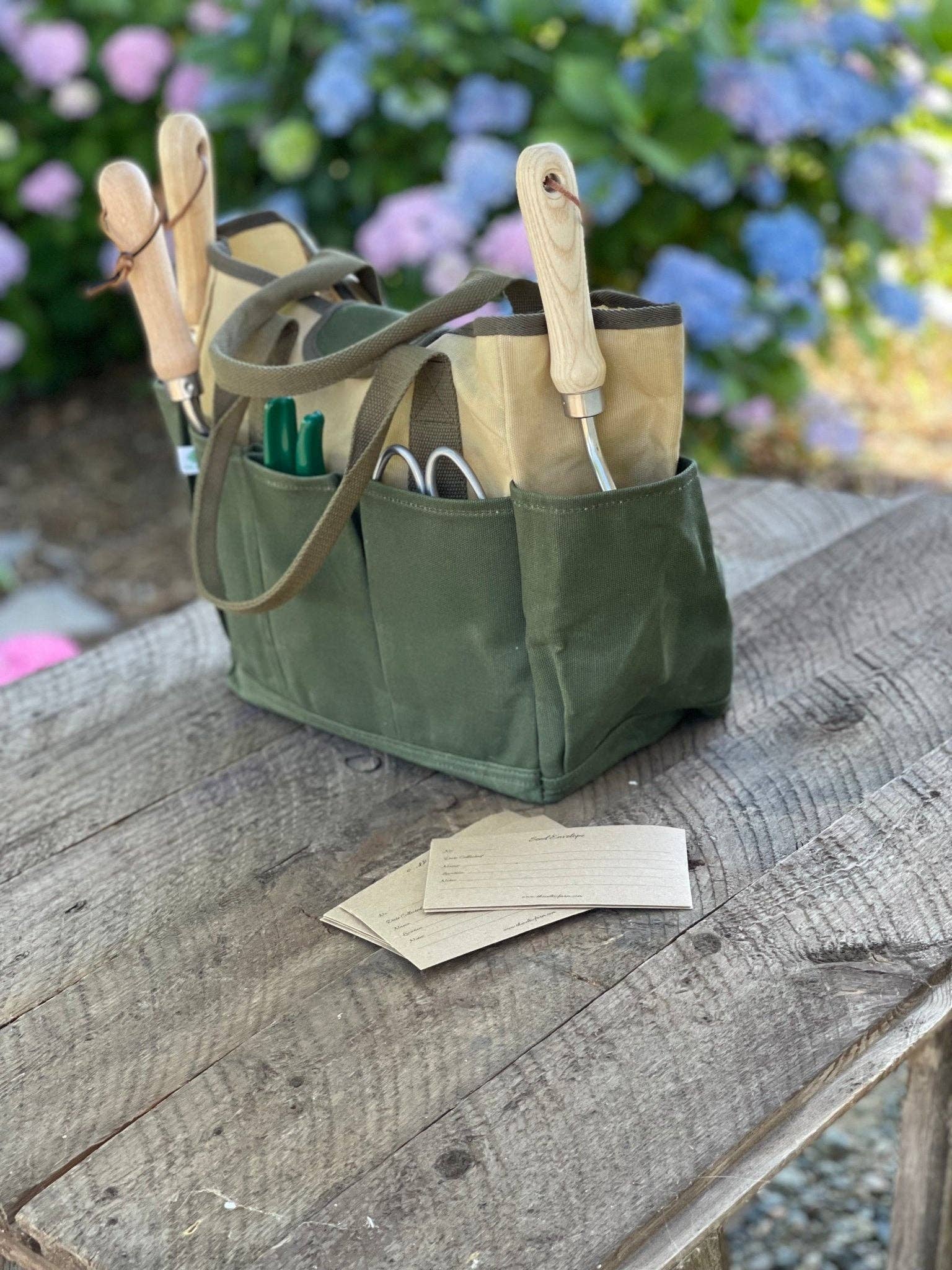 Garden Tool Bag – Heavy Waxed Canvas Tote for Tools & More - Made in USA!