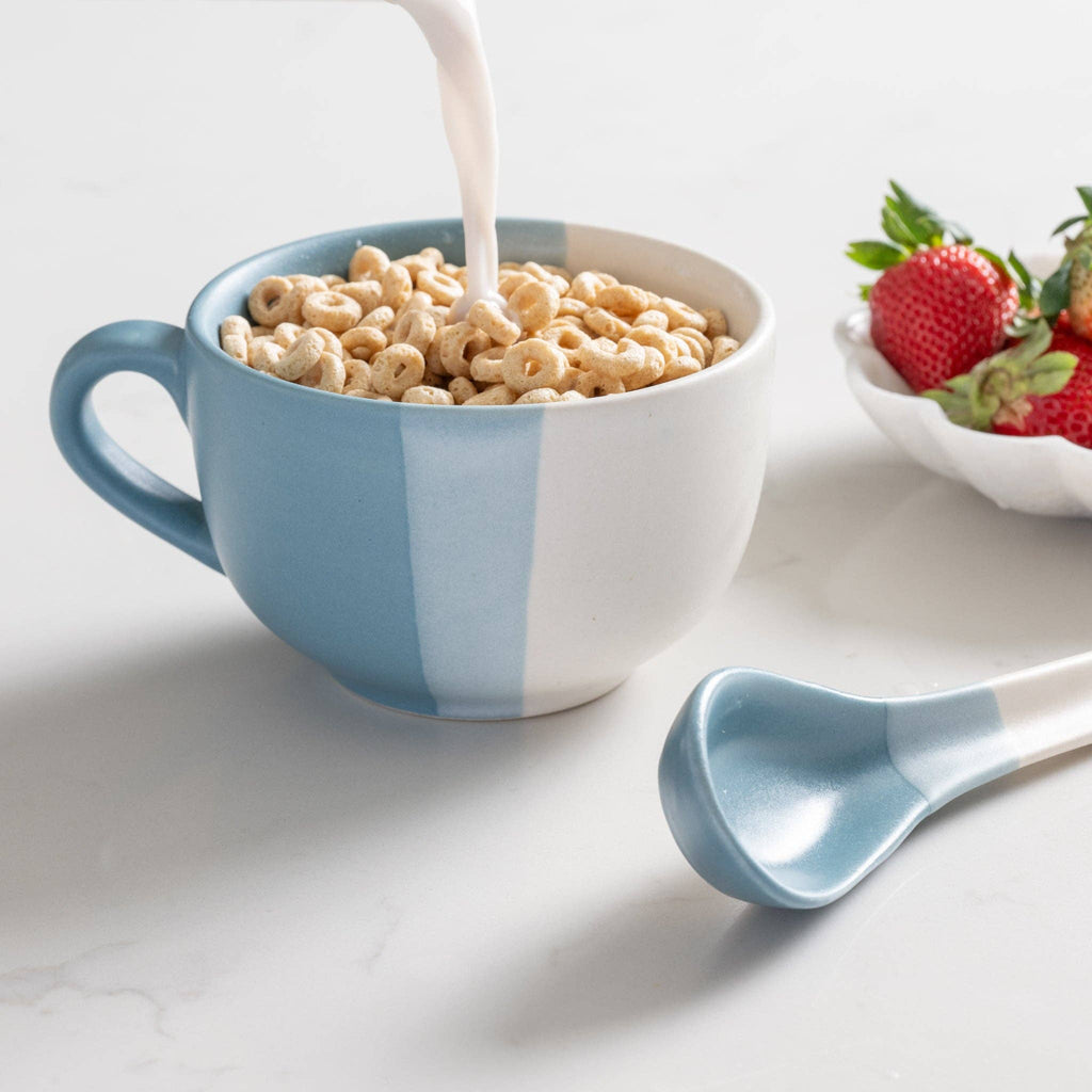 Pheeka Striped Jumbo Mug with Spoon – Handcrafted Ceramic