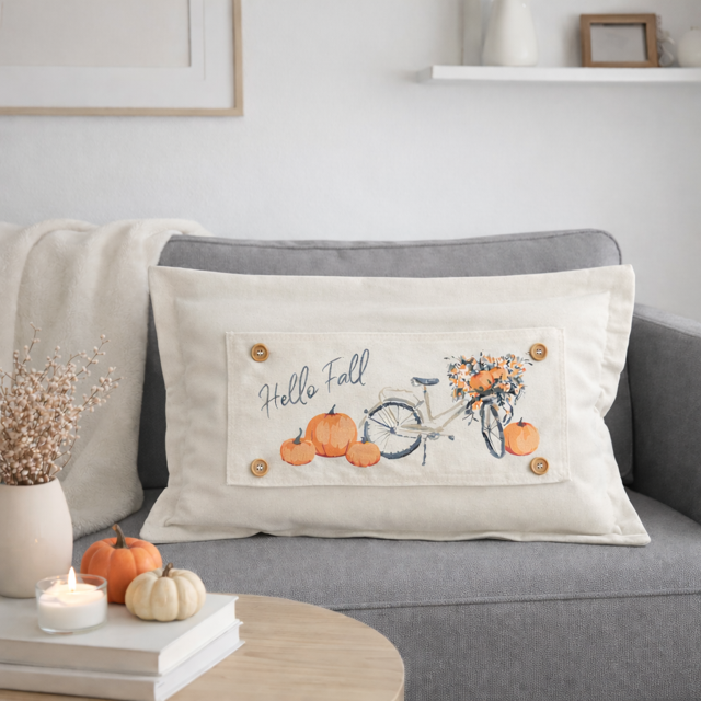 PANEL ONLY: Hello Floral Boho; Autumn VINTAGE FALL BIKE