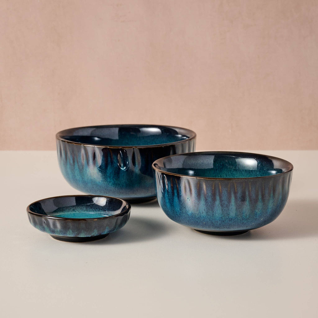 Artisan Olive Oil Dipping Dish | Blue Drip Glaze | Fair Trade – Only 2 Left!