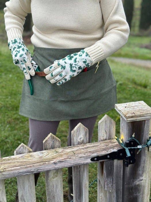 Hunter Green Waxed Canvas Half Apron with Real Leather Strap Made in USA!