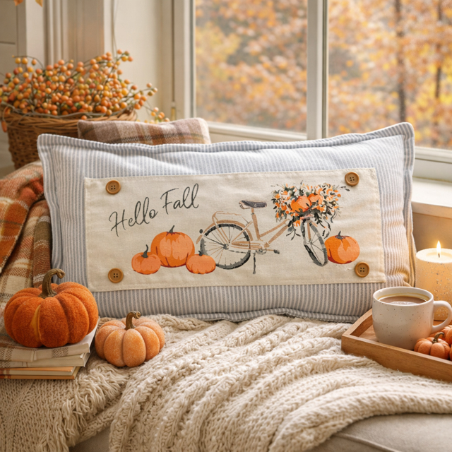 PANEL ONLY: Hello Floral Boho; Autumn VINTAGE FALL BIKE