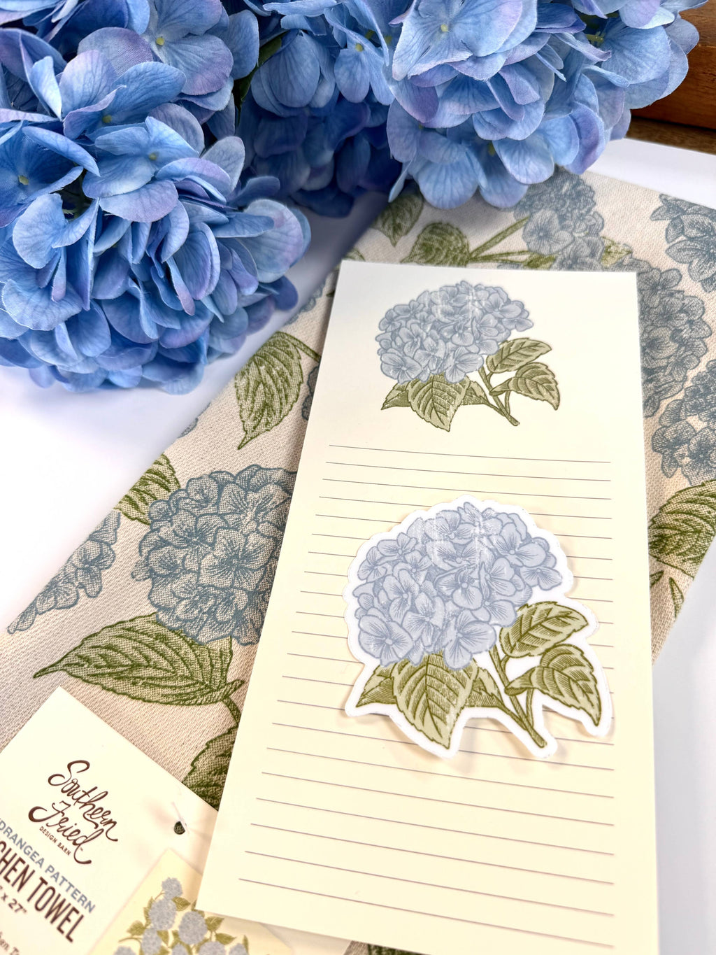 Hand-Illustrated Hydrangea Kitchen Towel | Screen Printed | Nashville Made