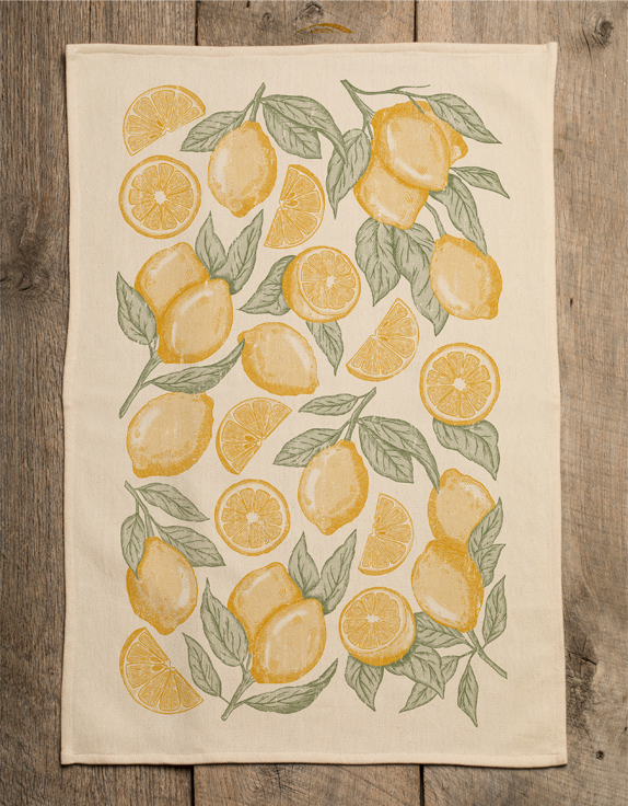 Hand-Illustrated Lemon Kitchen Towel | Screen Printed | Nashville Made