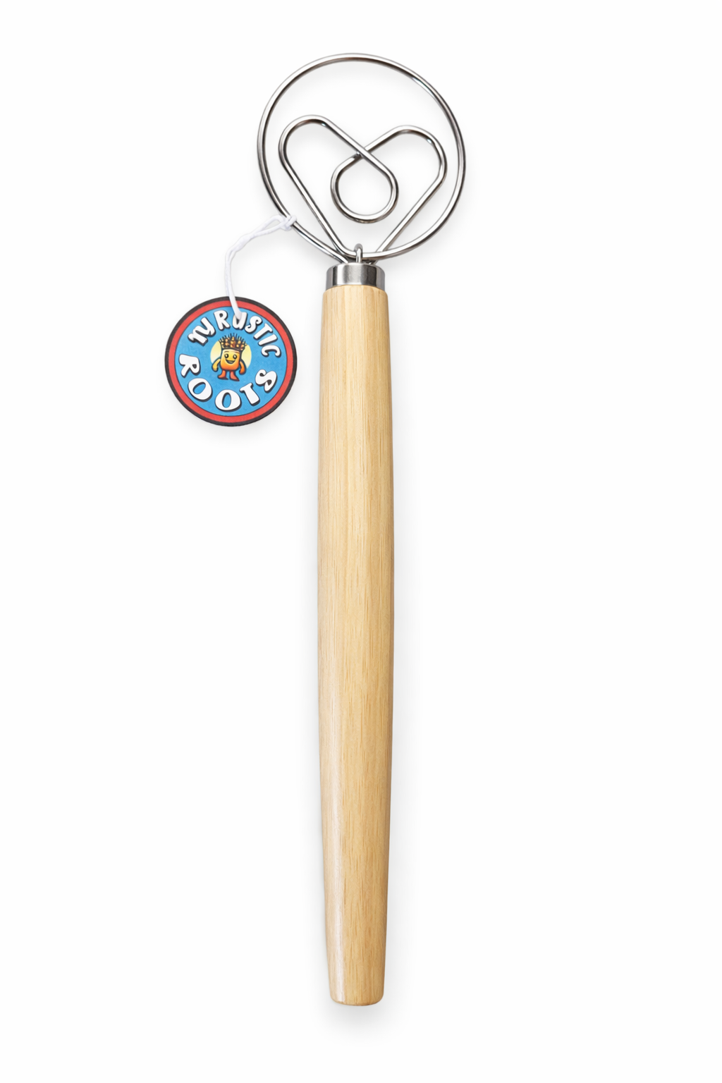13" Danish Dough Whisk with Wood Handle – Heart-Shaped Artisan Bread Tool