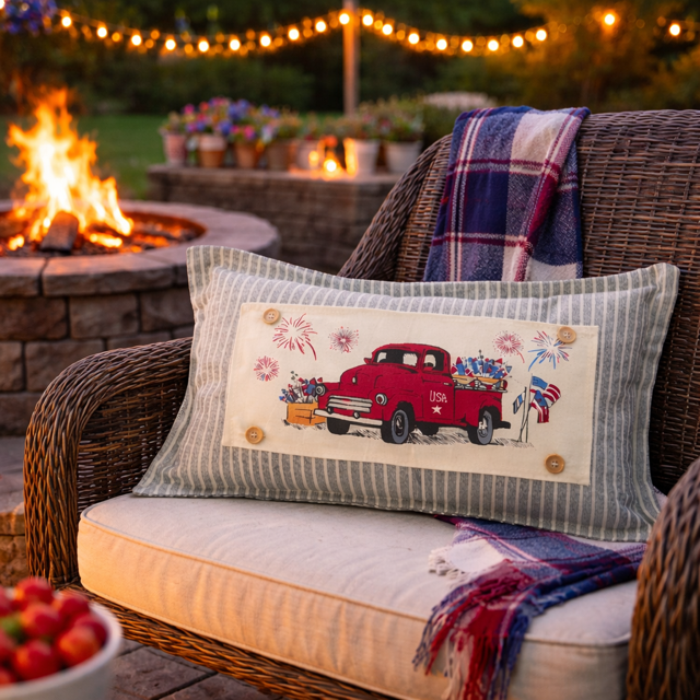 PANEL ONLY: Summer, patriotic, July 4th FIREWORK TRUCK