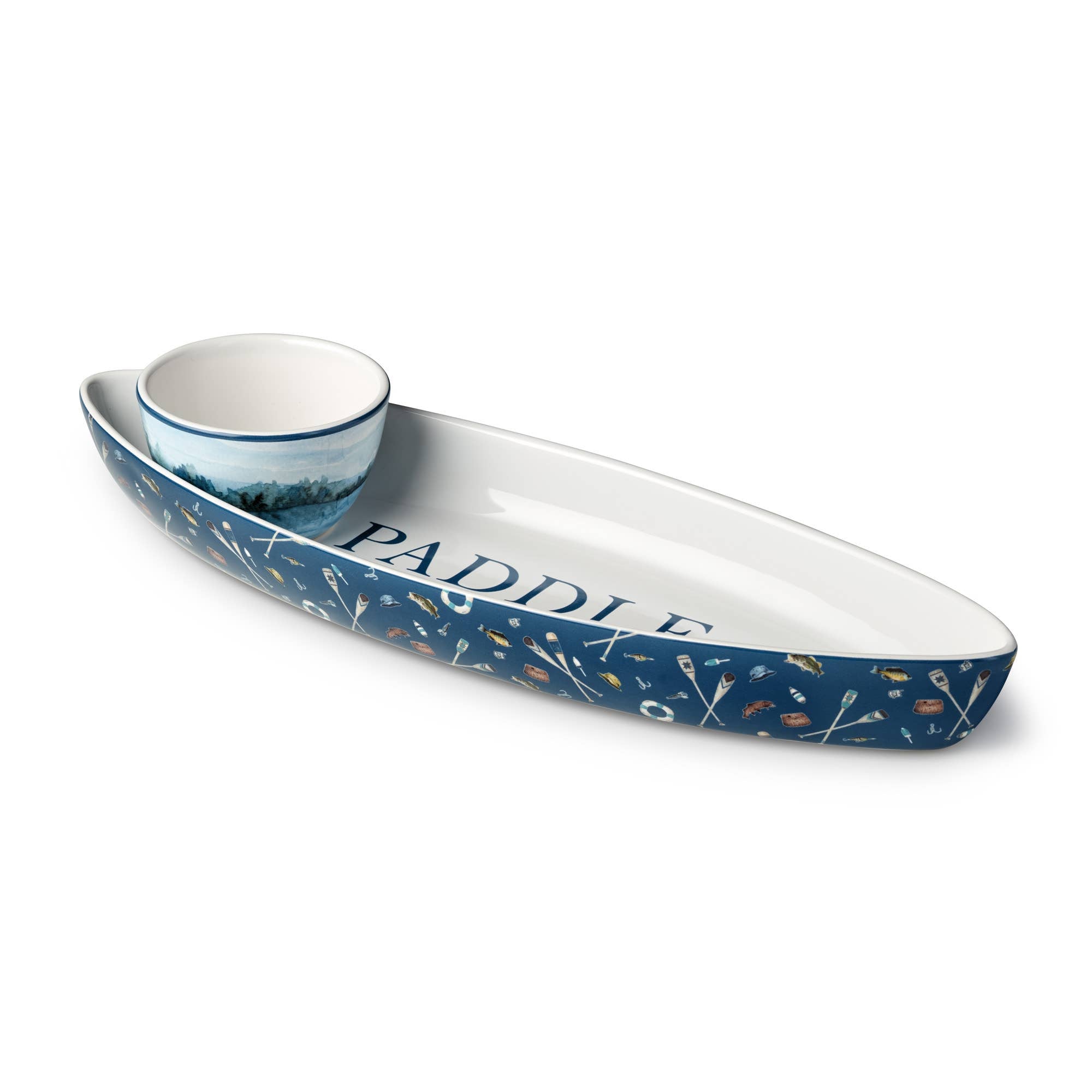 Canoe Chip & Dip Serving Set with 2 Lake Life Spreaders