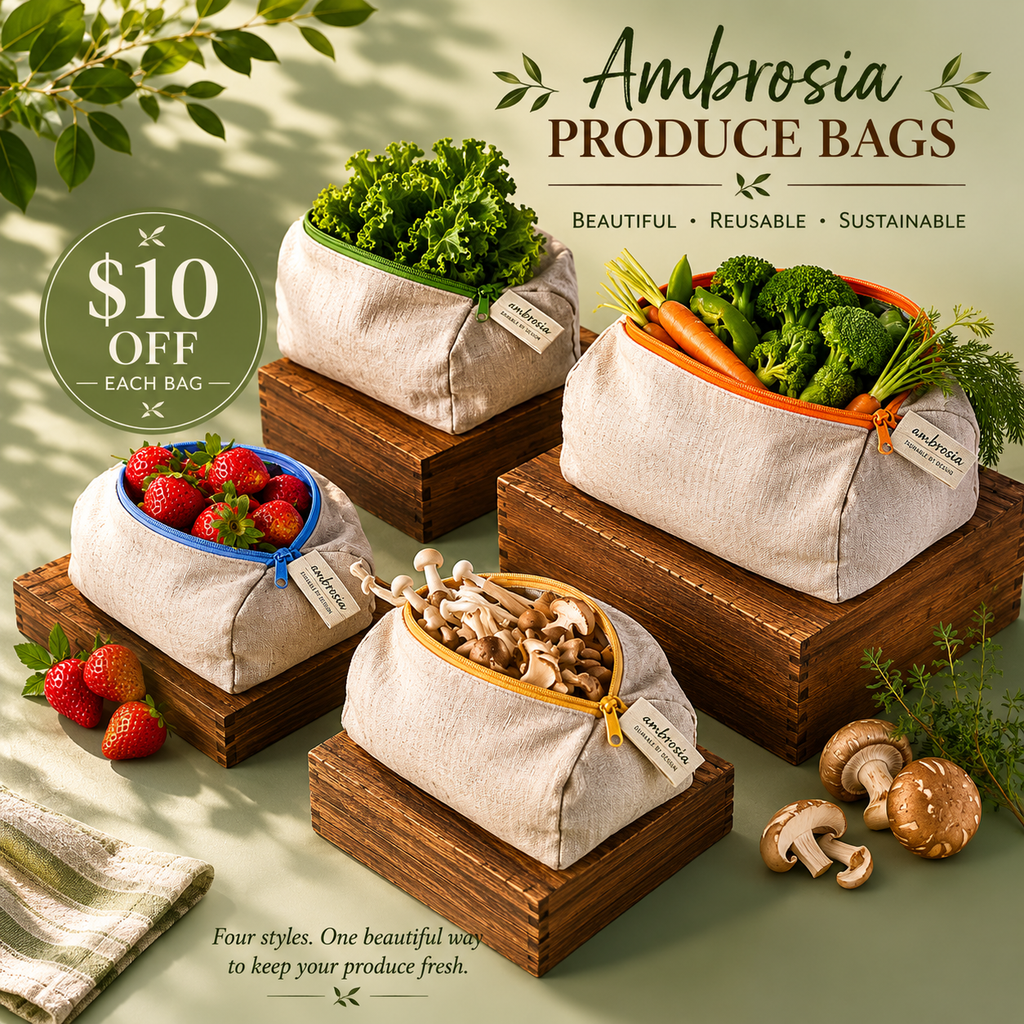 Freshness in a Bag | Reusable Flax Linen Produce Bags by Ambrosia Made in USA