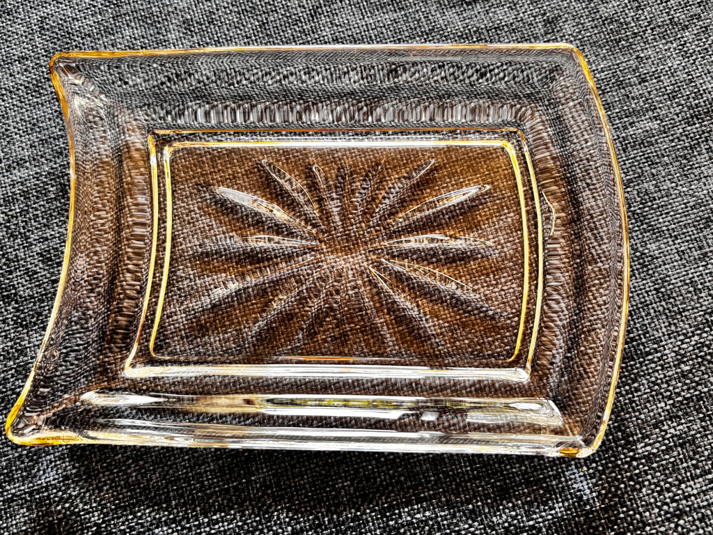Crystal-Cut Glass Butter Dish with Cover