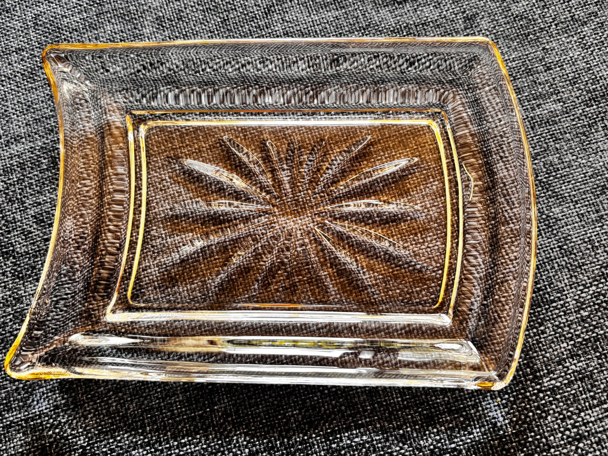 Crystal-Cut Glass Butter Dish with Cover