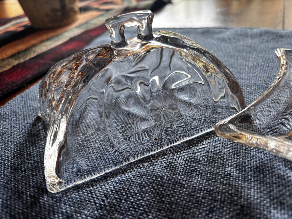 Crystal-Cut Glass Butter Dish with Cover