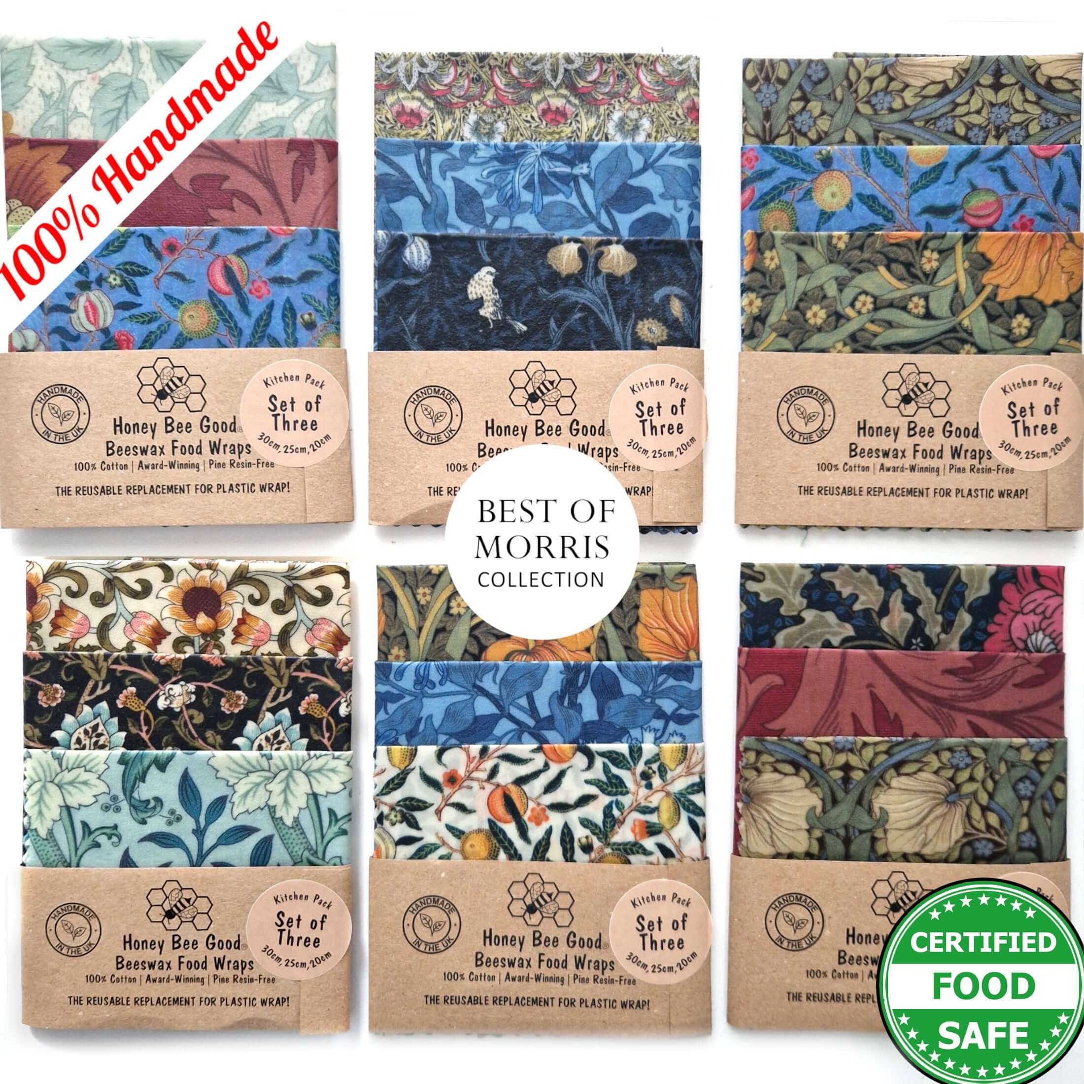 *William Morris Set of 3 Handmade Beeswax Wraps-0
